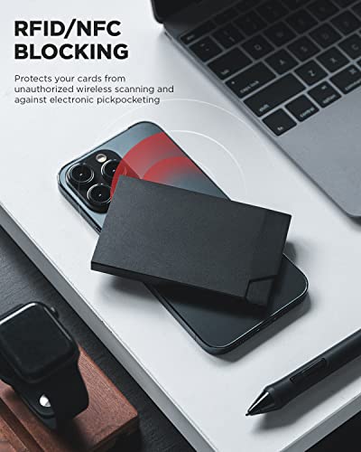 Vulkit Pop Up Credit Card Holder Minimalist Metal Business Card Case Rfid Blocking Front Pocket Wallet For Men Or Women(Black) #TOP3