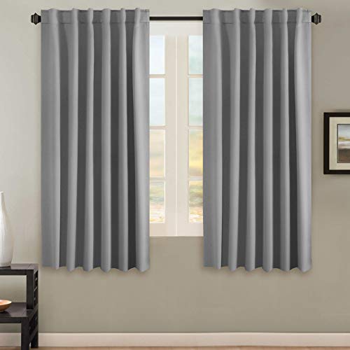 Image of H.VERSAILTEX Blackout Curtains Thermal Insulated Window Treatment Panels Room Darkening Blackout Drapes for Living Room Back Tab /Rod Pocket Bedroom Draperies, 52 x 63 Inch, Grey, 2 Panels