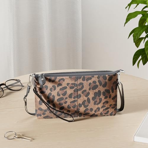 Image of befen Genuine Leather Wristlet Clutch Wallet Purses Small Crossbody Bags for Women with RFID Blocking Card Slots
