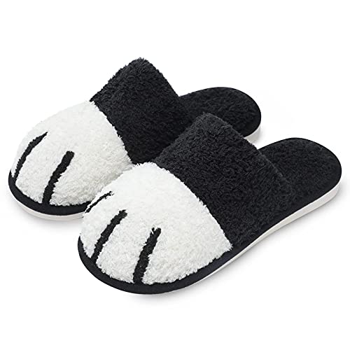 SINNO Cute Animal Slippers for Women Indoor Outdoor Cat Paw House Slippers with Memory Foam Warm Cozy Fuzzy Bedroom Shoes Christmas Gifts for woman ladies