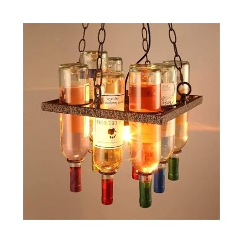 Lámpara Colgante para Botella de Vino, 8 Luces, para Copas de Vino, Ajustable, para Colgar en el Techo, para Cocina, Isla, Comedor, Bar, decoración