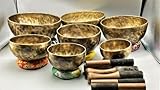 Arts Of India Chakra Healing Tibetan Singing Bowl - Set of 7 - Hand Hammered Tibetan Meditation Singing Bowl...