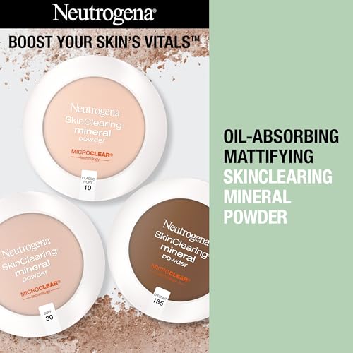 Kenvue Neutrogena SkinClearing Pressed Mineral Powder Compact for Acne Prone Skin, Oil Absorbing Acne Makeup with Salicylic Acid helps to Cover, Treat & Prevent Breakouts, Honey 85,.38 oz