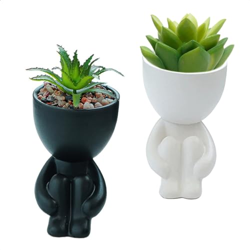 Vaso Cerâmica Decorativo Para Plantas Suculenta Cactos Pequeno Vaso Bonequinho Casa Jardim Escritóri