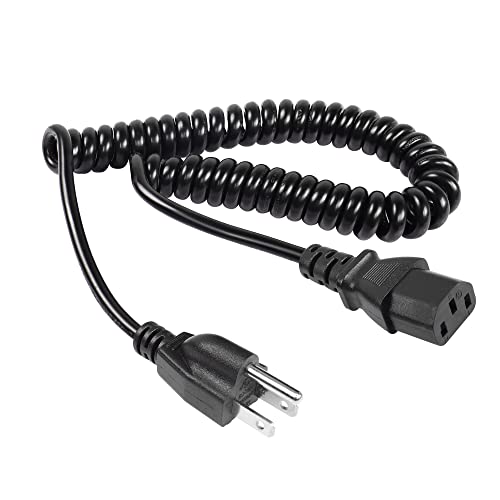 RIIEYOCA 3 Prong Power Coiled Cord, 18AWG NEMA 5-15P to IEC 320 C13 TV Power Spring Cable for Computer, PC, Desktop, Printer, Scanner1.97FT-4.9FT(S)