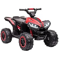 HOMCOM 12V Electric Quad Bike for Kids Ride On Car ATV Toy, with Forward Reverse Functions, LED Lights, Music, for Ages 3-5 Years - Red