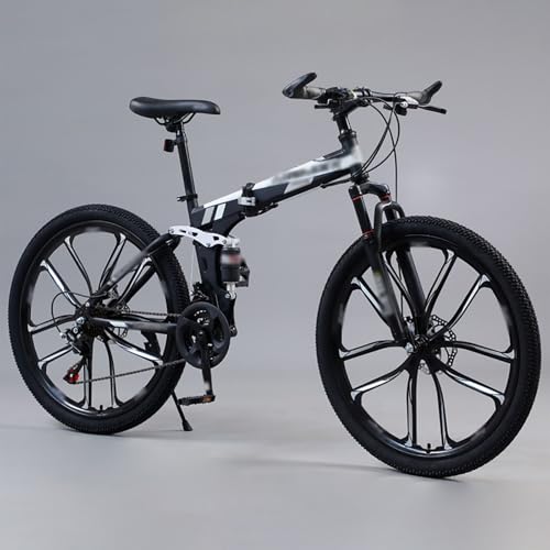 Bicicleta de montaña Plegable Ligera con amortiguación, Rueda integrada de Acero al Carbono de 26 Pulgadas, Unisex, para Acampar al Aire Libre.