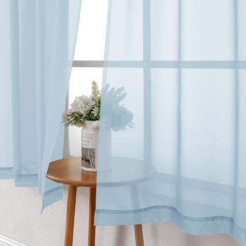 Lecloud Sheer Curtains S2 Sky Blue 2x40 x63 - Image 2