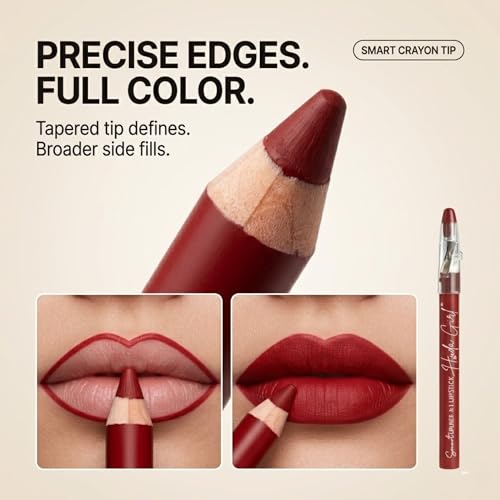 Image of Lip Liner Pencil Lipstick Combo Set, 2 In 1 Long Lasting Lipliner Pencil Waterproof Collection With Built In Sharpener, Red And Maroon Shade Mix, Pack Of 6