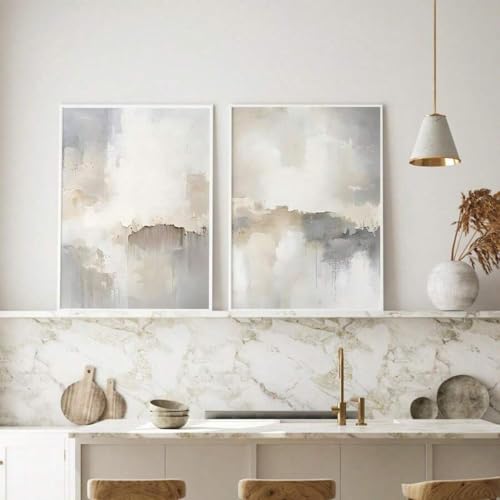 Affiches minimalistes modernes de décoration murale abstraite neutre XINBAO en toile grise - 4