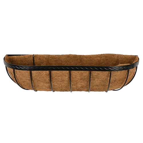 Smart Garden 60cm 24 Inch Saxon Metal Wall Trough Basket Black Planter Liner