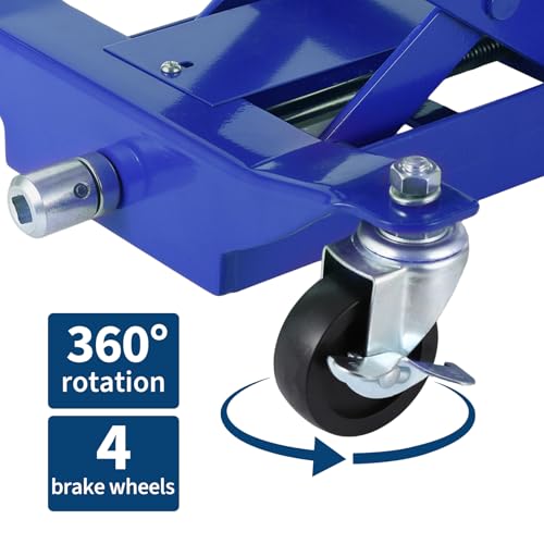 Image of Garvee Transmission Jack 450 LBS Capacity: Low Profile Lift with 2M Safety Straps & 4 Brake Wheels, 7-23 Inch Range for Car & Truck Repair (Blue)