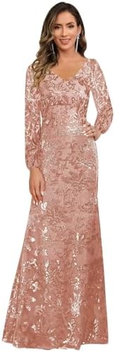 Mollyevers Long Sleeve Floral Sequin Mother of The Bride Dresses ...