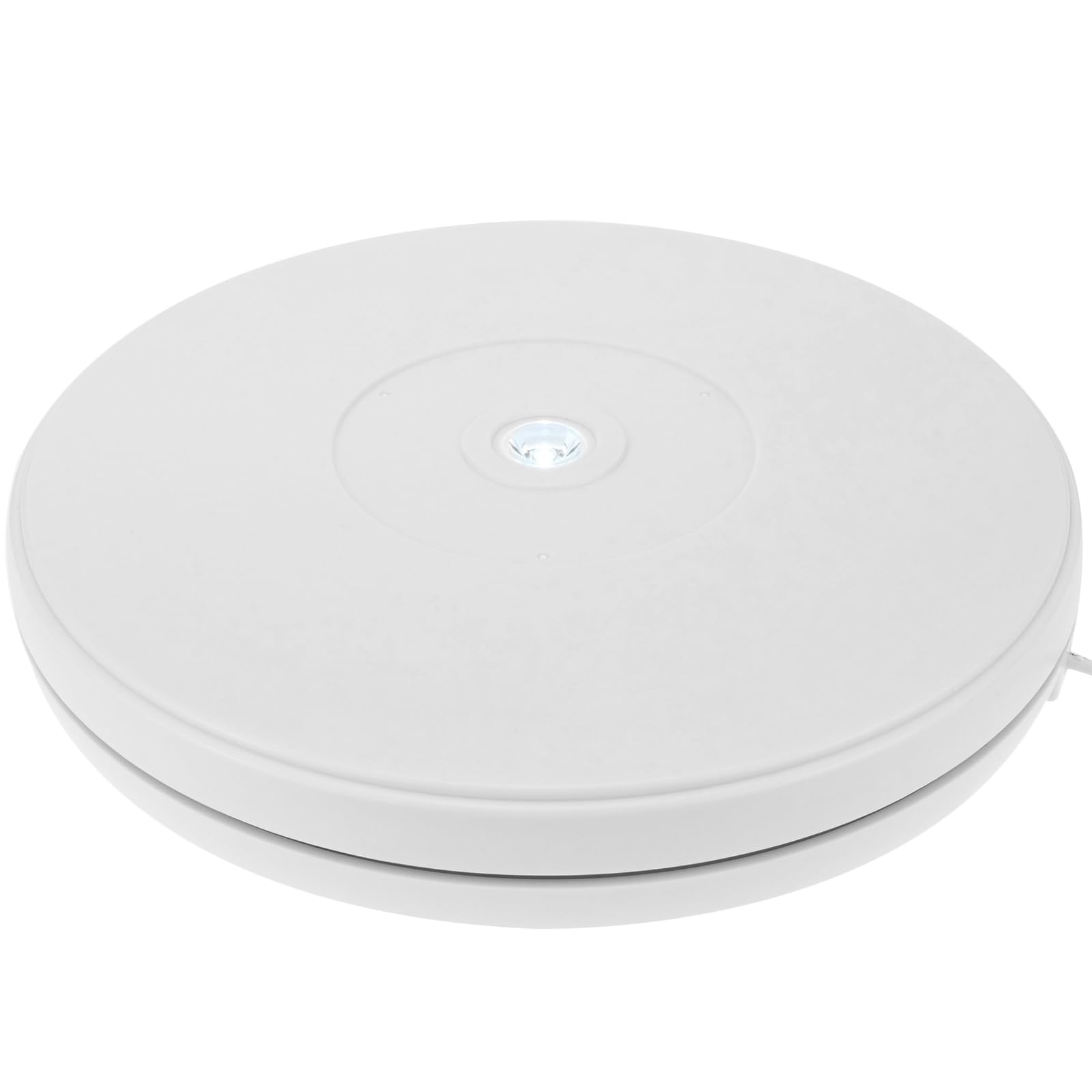 PrimeMatik - Base Girevole Elettrico di 25cm Piattaforma Rotante Bianco giratutto con Illuminazione a LED