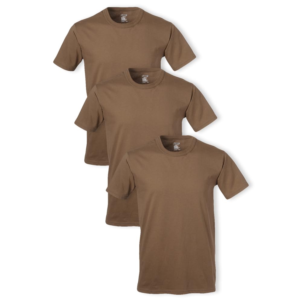 Soffe Mens 3 Pack 4.3 Oz Cotton Military Tee, Coyote Brown, Medium