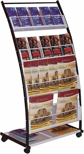 JvFbjLF Revistero portátil con Ruedas, Expositor de folletos de Suelo for exposiciones/oficinas, Organizador de catálogos y Literatura