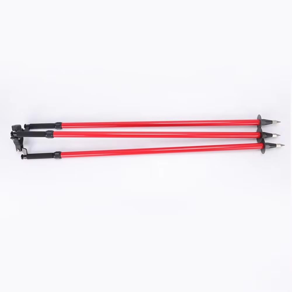 Trípode de liberación de pulgar, trípode profesional de aluminio para postes de prisma y encuesta, compatible con estaciones totales y equipos de encuesta, color rojo