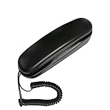 TelPal Trimline Corded Phone Black Slim Landline Corded Phone for Seniors Desk/Wall Mountable Telephone Home