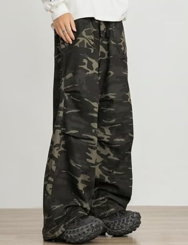 Y2k Camo Pants for Men Baggy Jeans Aesthetic Sweatpants Camouflage Pants Wide Leg Streetwear Pants4