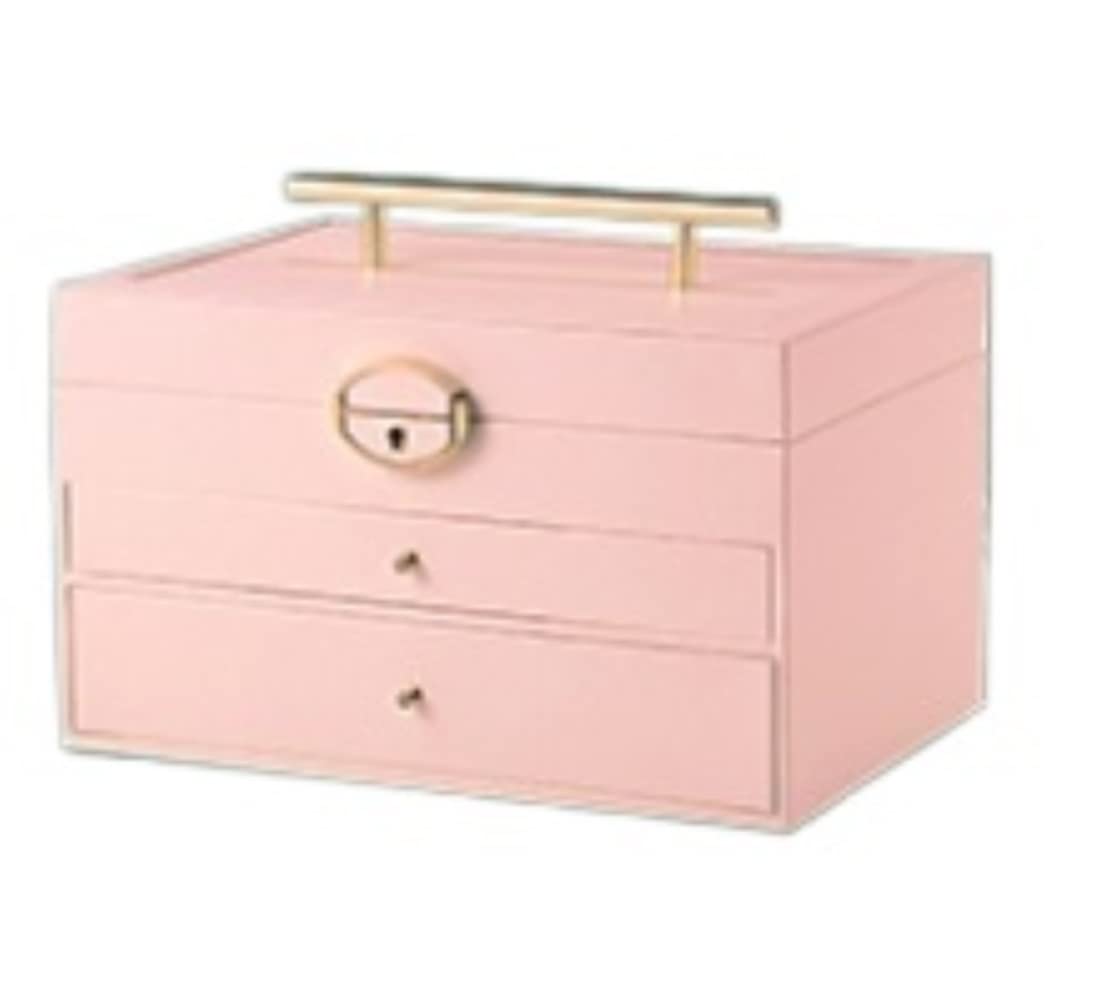 Caja De Joyería Caja Organizadora De Joyería De Cuero PU Para Mujer, Caja De Almacenamiento De Joyas De Viaje Con Cerradura Y Llave Para Collar, Pendiente, Anillo, Pulsera Organizador De Joyas(Pink)