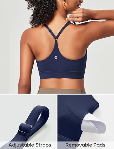 Image of Heathyoga Sports Bras for Women Adjustable Strappy Sports Bra Y-Back Low Impact Racerback Workout Bra with Removable Pads
