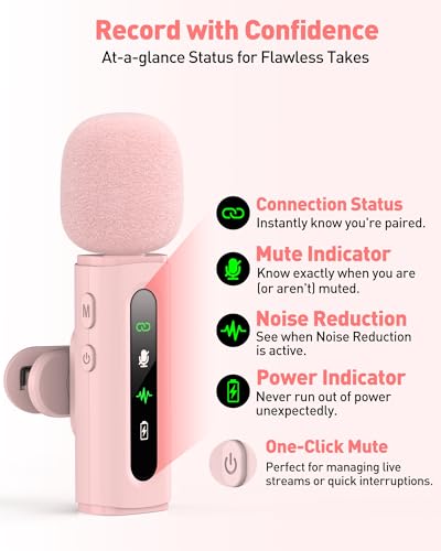 Image of USB C Lavalier Microphone Wireless Mini Mic for Type-C Android Phone /Tablet /PC Video Recording Clip-on Mics with Rotatable Clip&Denoise Recording, Ideal for Vlog Tiktok Youtube Content Creator, Pink
