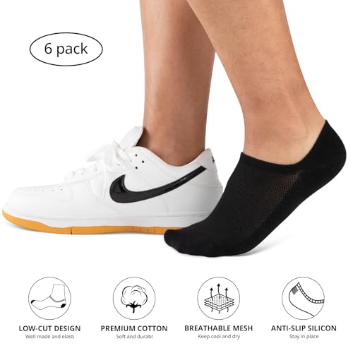 COOVAN No Show Socks Men Cotton Low Cut Short Socks for Men Invisible Casual Thin Socks with Non Slip Grip(6 Pairs)3