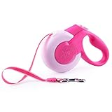 Fida Retractable Dog Leash, 10 ft Dog Walking Leash for X-Small & Small Dogs/Cats up to 26 lbs, Tangle Free, Pink