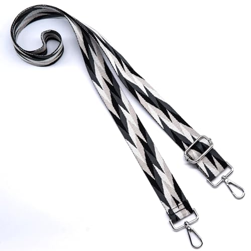 Image of S&loyoe Purse Straps Replacement Crossbody Bag Strap Adjustable Wide Guitar Straps for Handbags 1.5inch (Blade splicing gray silver)