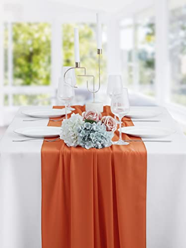Beddeb 10 Pack Terracotta Table Runner, 10Ft Chiffon Table Runner For Wedding, Fall Table Runner 120 Inches Long, Rustic Sheer Terracotta Wedding Decor, Orange Table Runner For Party Decoration #TOP1