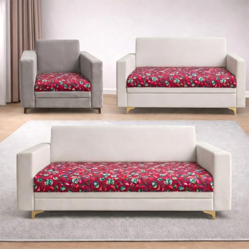 Image of Homerz Premium 6 (3+2+1) Seater Velvet Sofa Panel Cover with Digital Prints | Anti-Slip Backing (Lalbagh, 6 (3+2+1) Seater)