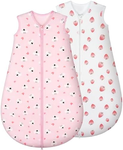 Yukkidds Schlafsack Baby 1.5 Tog, Babyschlafsack Ganzjahres 12-18 Monate | Baumwolle Ganzjahresschlafsack, Weich Kuschelig & Atmungsaktiv, Für Neugeborene & Kleinkind, 2er Pack, Ro