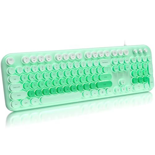 Image of Atelus Wired Backlit Keyboard, Full Size USB Keyboard with Colorful Retro Keycaps, Numeric Keypad and Media Hotkey for Computer Desktop PC Laptop and Windows 7 8 10 11