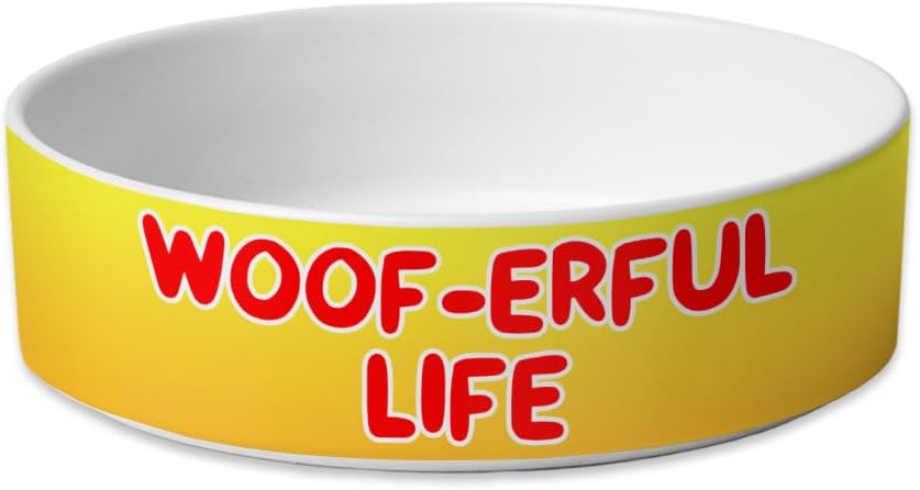 Woof Pet Bowl – Funny Dog Bowl – Cool Pet Food Bowl – Ceramic Dog Bowl – Food Dish or Water Bowl for Pets