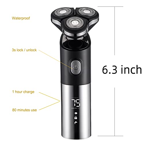 Electric Razor For Men, Electric Face Shavers Waterproof Men's Rotary Shaving Mens Beard Razors Cordless Usb Rechargeable For Wet Dry Travel Shaver, Gift For Dad Husband #TOP3