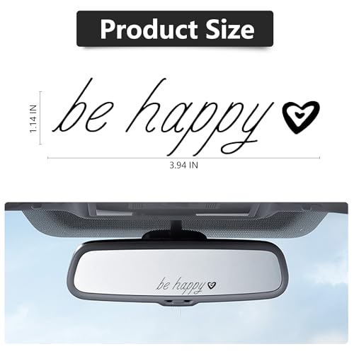 Image of 3pcs Be Happy Mirror Sticker Waterproof Durable Rear View Mirror Sticker | Vinyl Car Stickers And Decals for Women Men Car Window Decals Gifts for Couples, Parents, Graduates, And Friends