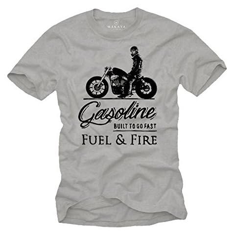 MAKAYA Gift for Motorcycle Riders - Vintage Biker T-Shirt - Motorbike Accessories for Men Grey L Cover