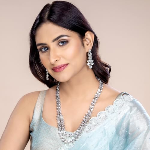 Image of Peora Kundan Faux Pearl Necklace & Jewellery Set Gift for Women