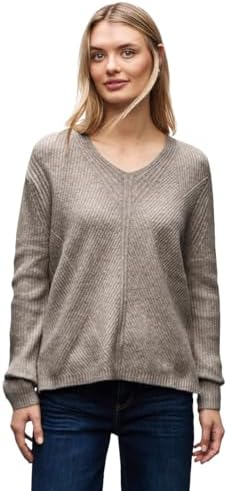 Street One V-Neck Strukturpullover Sandstone Mocha Mel. 36