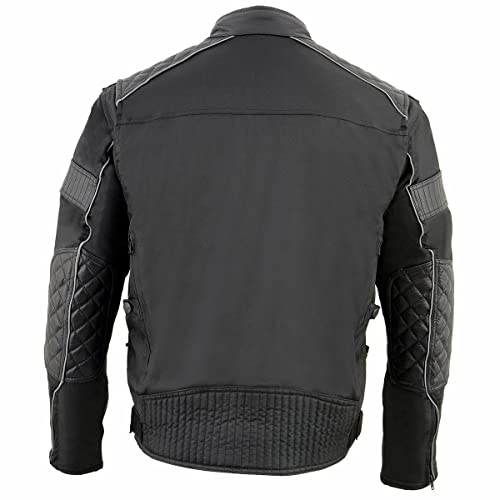 Milwaukee Leather MPM1735 Men's Black Textile Scooter Jacket with Leather Trim2