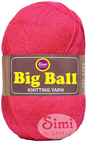 Image of Big Ball Magenta (600 gm) Wool Ball Hand Knitting Wool /Art Craft Soft Fingering Crochet Hook Yarn, Needle Knitting Yarn Thread dyeI I JMA