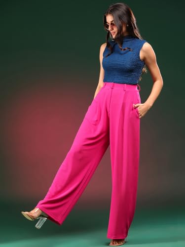 Image of KOTTY Women's High Waist Pleated Wide Leg Trousers