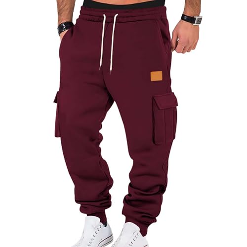 Fleece Lined Cargo Sweatpants for Men Big and Tall Plus Size Joggers Active Heavyweight Cargo Joggers with Pockets