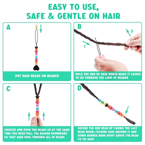Perles de cheveux en micro silicone doux protégeant les tresses des filles