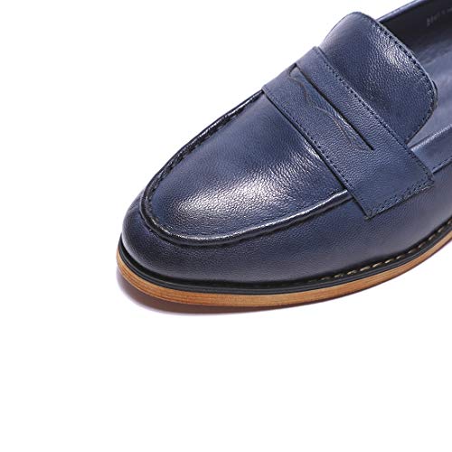 Image of Mona flying Women's Classy Leather Penny Loafer Dress Casual Slip on Flat Office Work Shoes for Ladies