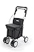 Produktbild Carlett - Einkaufstrolley Rollator mit 4 Rädern und Sitz, Zusammenklappbarer Einkaufswagen mit herausnehmbarer Einkaufstasche 29L/15kg, Lett800 Senior Comfort, Schwarz