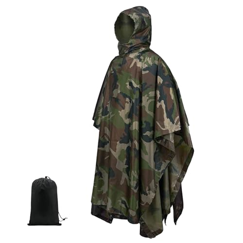 UTEFIF Chubasquero multiusos 3 en 1 con bolsa de almacenamiento, impermeable poncho de lluvia unisex, para bicicleta, al aire libre, camping, senderismo, pesca, color, XL