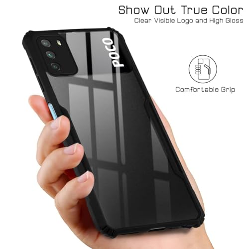 Image of Jkobi Back Cover Case for Poco M3 (Shockproof with Polycarbonate Clear Panel | Professional Black)