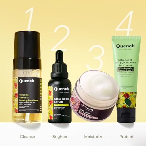 Image of QUENCH BOTANICS Vitamin C Glow Boost Face Serum With 5% Ethyl Ascorbic Acid | Brightening Serum For Dark Spots & Uneven Skin Tone | Highly Stable & Non Irritating | Made In Korea (30Ml)