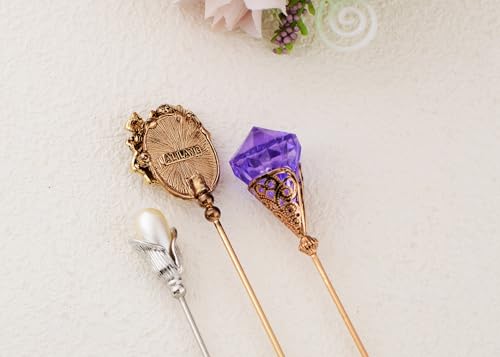 Image of Alilang Classic Vintage 3Pcs Hat Brooch Pin Set with Rhinestone and Pearl Accents for Scarves and Hats Lapel Pin Accessories
